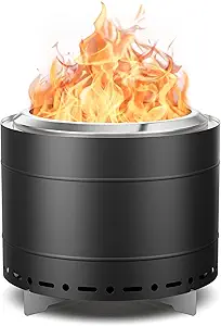 Panovue 19.5 inch Smokeless Fire Pit with Carry Bag, Stainless Steel Outdoor Smokeless Firepit, Wood Burning Fire Pits for Camping, Bonfire,Low Smoke Firepit for Outsi
