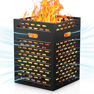 Panovue Fire Pit Burn Barrel 30 Inch 63 Gallon Ultra Thick Burn Drum for Yard Waste Incinerator Barrel Burn Cage for Outside Paper Leaf Trash Wood Backyard Bonfire : P