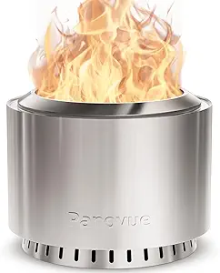 Panovue 22 inch Smokeless Fire Pit with Waterproof Cover, Stainless Steel Outdoor Smokeless Firepit, Wood Burning Fire Pits for Camping, Bonfire,Low Smoke Firepit for