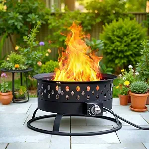 Verdeluxe 22 Inch Portable Propane Fire Pit,Gas Fire Pit for Outside with Lid & Handle, Smokeless Gas Firepit Bowl with Lava Rocks,Outdoor Propane Firepits for Camping